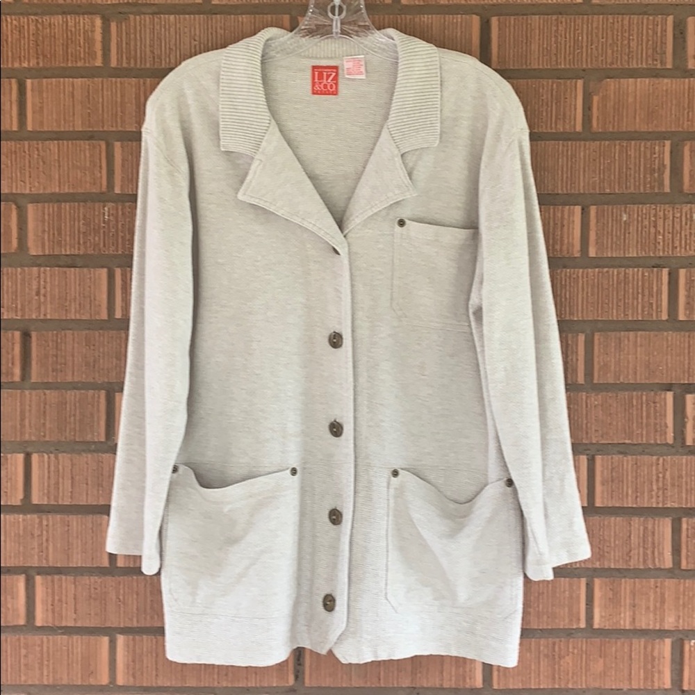 A LIZ CLAIBORNE/LIZ&CO Beige 3/4 Sleeve Jacket